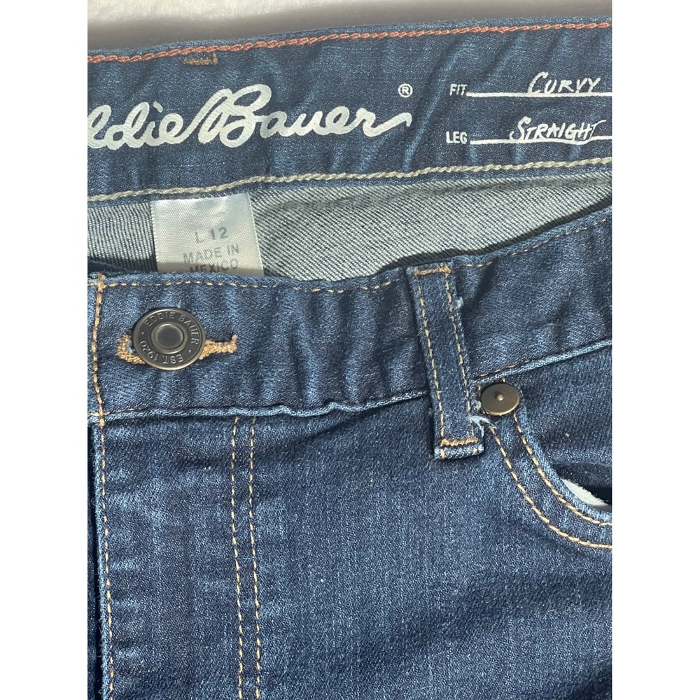 Eddie Bauer Curvy Fit Straight Leg Jeans Blue Indigo Denim Size 12